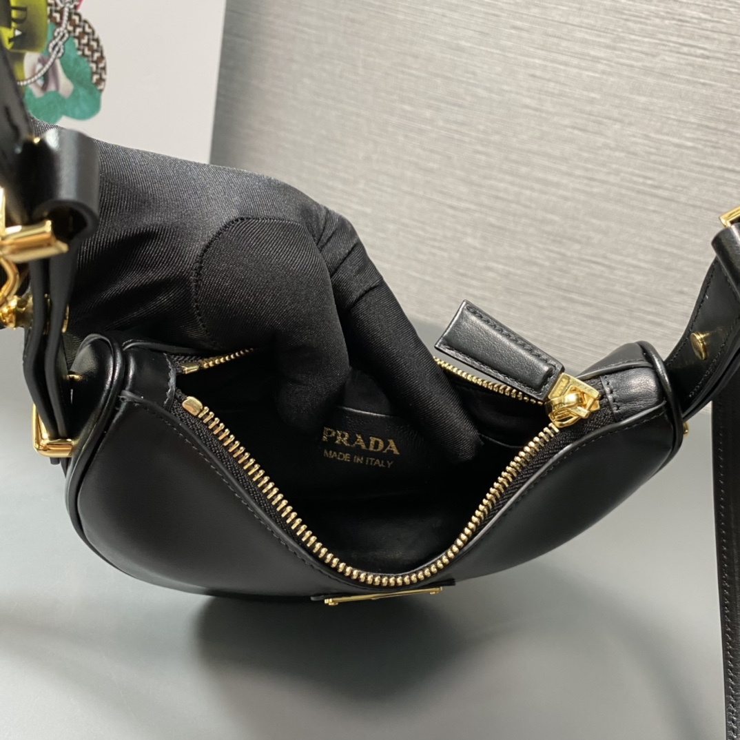 Prada Arque Leather Mini Shoulder Bag Handbag Black 1BC199